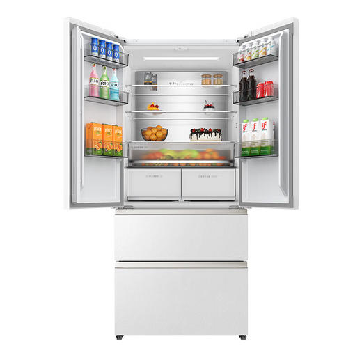 TCL470升法式四开门多门58cm超薄零嵌入式白色玻璃面板风冷家用电冰箱杀菌除味一级能效 R470P12-DQ 商品图4