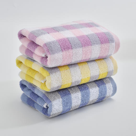 洁丽雅格纹纯棉毛巾3条装洗脸巾吸水全棉家用成人不掉毛男女面巾 商品图2