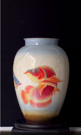 150件高温色釉加珐琅彩瓷瓶《风生水起》