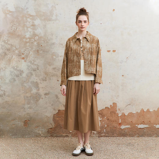 famecoco范可儿刷色洗水棉复古短款风衣女长袖短外套FAC1AV003 商品图2