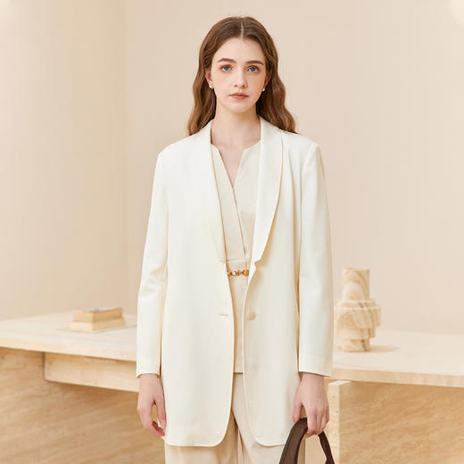 Famecoco老钱风垂感极简一粒扣西装外套女士正装西服FAC1AB004 商品图1