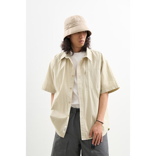 chichaqu吃茶去全棉口袋短袖衬衫宽松复古经典休闲百搭 商品图2