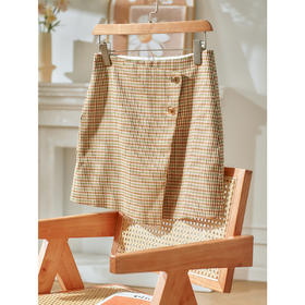 欧芮儿格子半身裙女2021新款高腰显瘦小个子短款不规则裙子