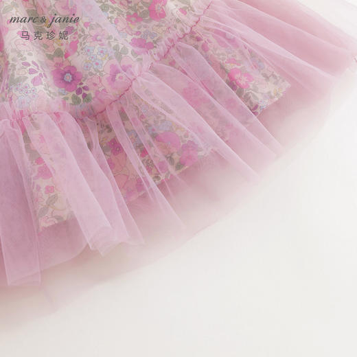 马克珍妮女童甜美碎花网纱花边短裙半身裙儿童裙子夏装新款240718 商品图3