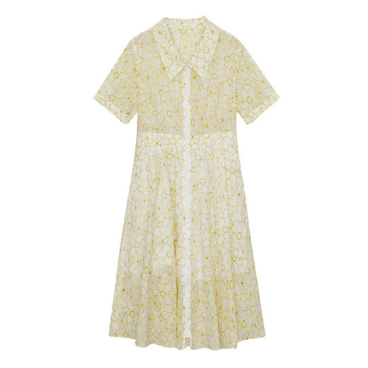 谜底V领连衣裙短袖女2024夏新款文艺风小清新花色中长裙246ML9004 商品图4