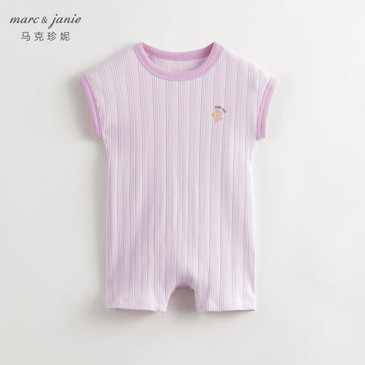 马克珍妮女宝宝趣味印花弹力罗纹短袖连体衣婴儿爬服夏装240822 商品图1