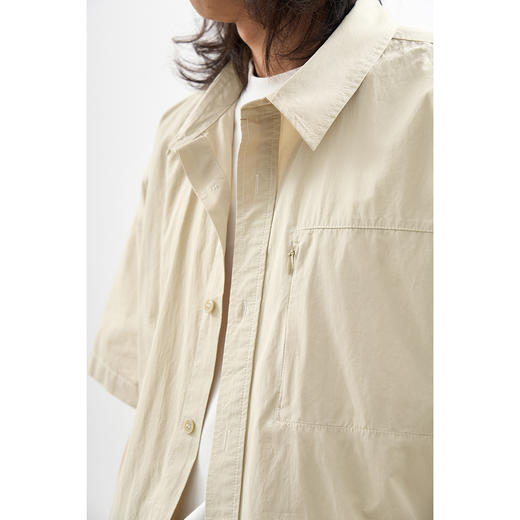 chichaqu吃茶去全棉口袋短袖衬衫宽松复古经典休闲百搭 商品图3