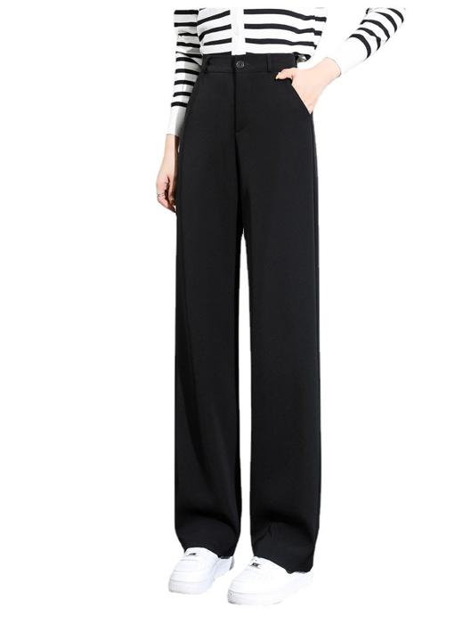 「垂感·有型！视觉大长腿」西装裤黑色阔腿裤女高腰垂感春季窄版直筒裤小个子宽松显瘦休闲裤 商品图4