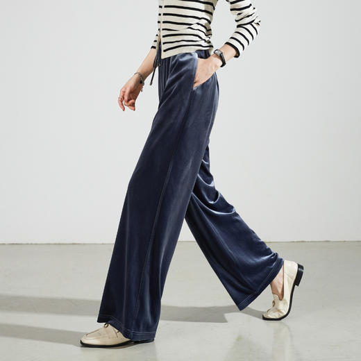 逸阳弹力金丝绒阔腿裤 丝滑垂顺有弹力 包容腿型更显瘦【丝绒空气裤】0978 商品图4