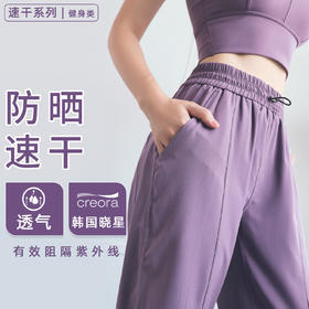 【抽绳束脚跑步健身运动长裤】【防晒速干】高腰宽松休闲运动裤女夏款H241060158