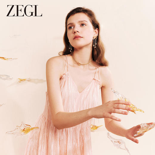 ZEGL设计师橘子花海系列流苏耳环女耳钉2024新款爆款银针蝴蝶耳饰 商品图1