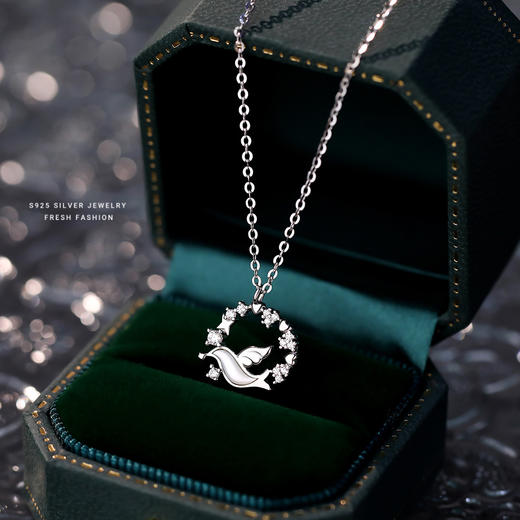 【爱情鸟】S925银锆石白贝项链【YXS-YA0402】 商品图1