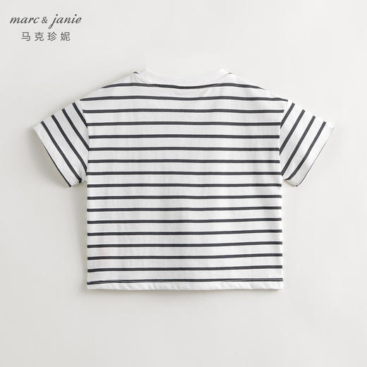 马克珍妮男童机器人条纹短袖T恤儿童宽松纯棉上衣夏装新款240531 商品图2