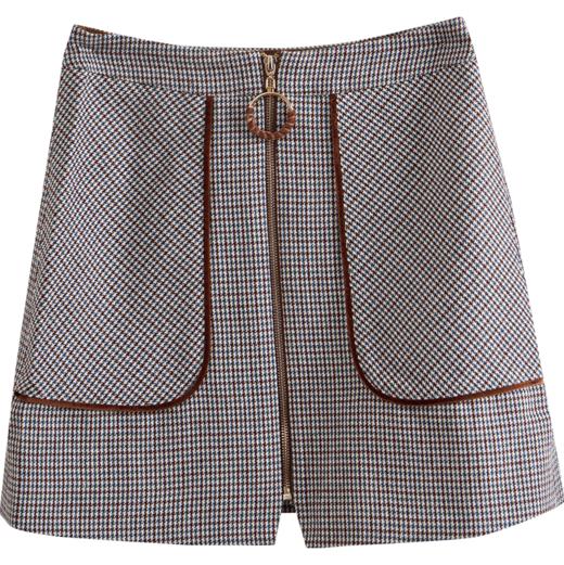 欧芮儿 春装女2019新款女装预售 千鸟格格子半身裙女裙子 商品图2