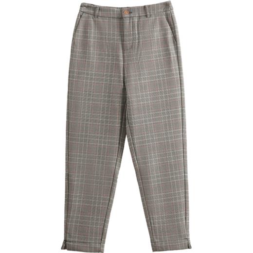 欧芮儿格子休闲裤女九分裤秋冬装女2021新款加绒加厚保暖女裤子 商品图1