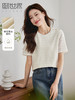 【专属特价】熙世界轻奢金属扣镂空蕾丝衫女短袖宽松显瘦T恤上衣2025夏日新款 商品缩略图0