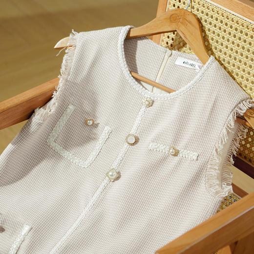 欧芮儿春新品职场女小香风外穿无袖圆领连衣裙 商品图3