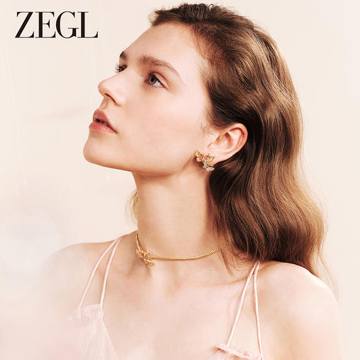 ZEGL设计师橘子花海系列蝴蝶耳环女2024新款爆款耳钉925银针耳饰 商品图1