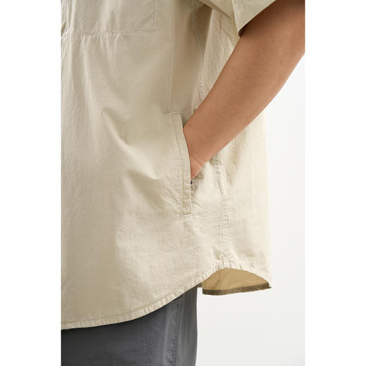 chichaqu吃茶去全棉口袋短袖衬衫宽松复古经典休闲百搭 商品图4