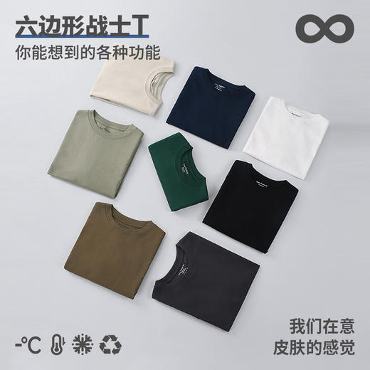 【六边形战士T】 40支双面凉感抗皱三本针纯色打底男女短袖T恤H241050858 商品图0