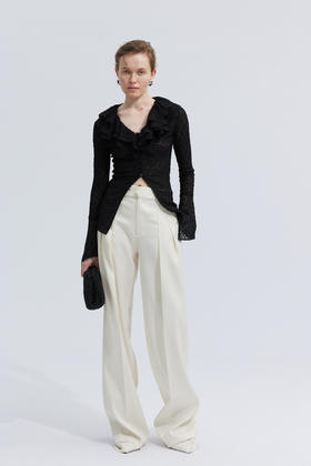 蕾丝立体荷叶领开衫