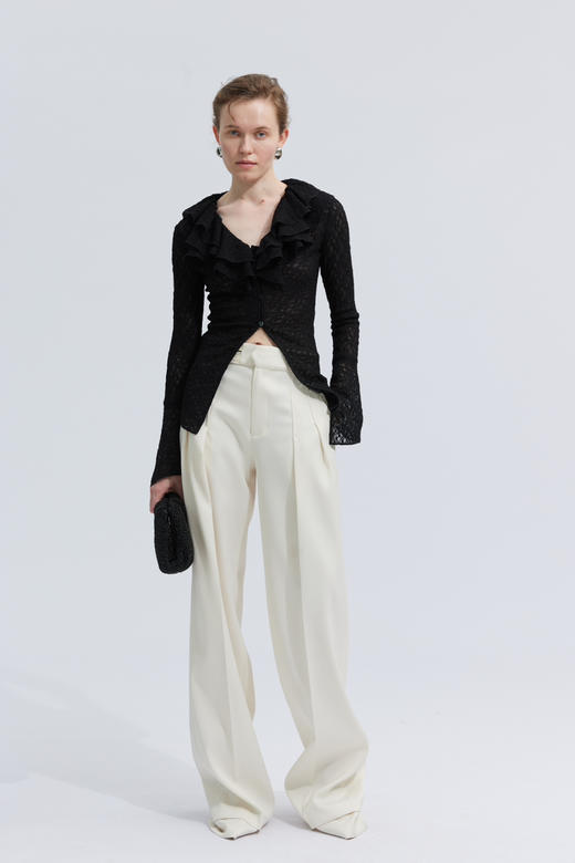 蕾丝立体荷叶领开衫 商品图0