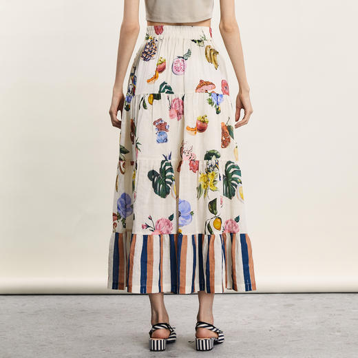 谜底花色半身裙2024年夏季新品法式浪漫风原创印花长裙242MB0549 商品图2