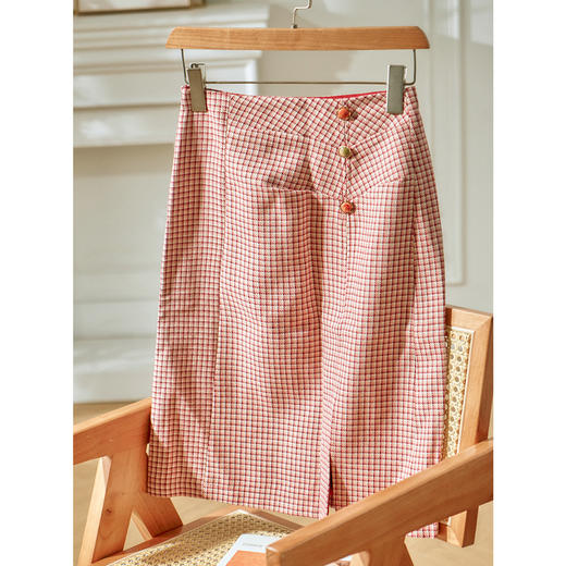 欧芮儿格子半身裙中长款女高腰显瘦2020新款冬季a字包臀裙 商品图0