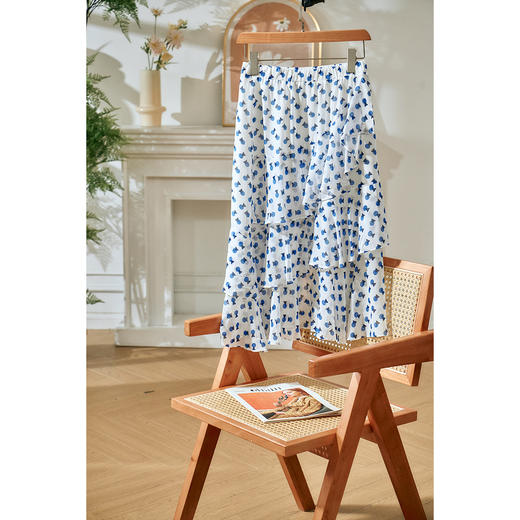 欧芮儿夏装新款高腰显瘦波点半身裙女复古中长款印花蛋糕裙 商品图0