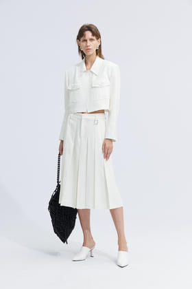 百褶收腰半身裙