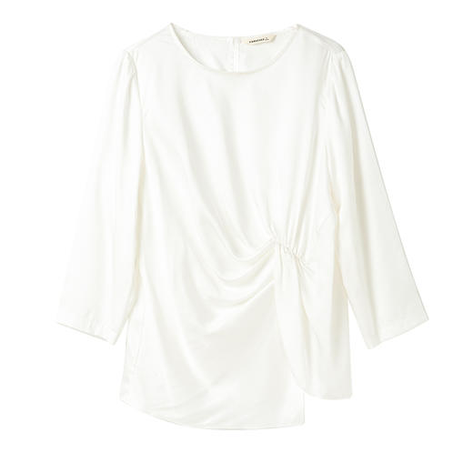 Famecoco天丝垂感t恤女士七分袖垂感不规则内搭上衣FAC1BK005 商品图5