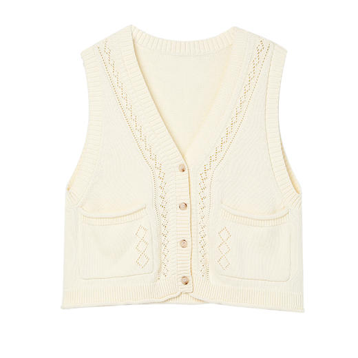 famecoco范可儿全棉针织马甲女士v领无袖保暖马夹FAC1CA013 商品图7