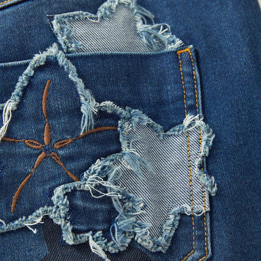 谜底宽松牛仔九分裤女2024年夏新品百搭高腰亲肤烟管裤242MK0635 商品图3