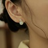 Oflye潮流饰品 天然和田玉耳饰女戴妃款古风轻奢小众925纯银耳钉气质复古耳环 商品缩略图0