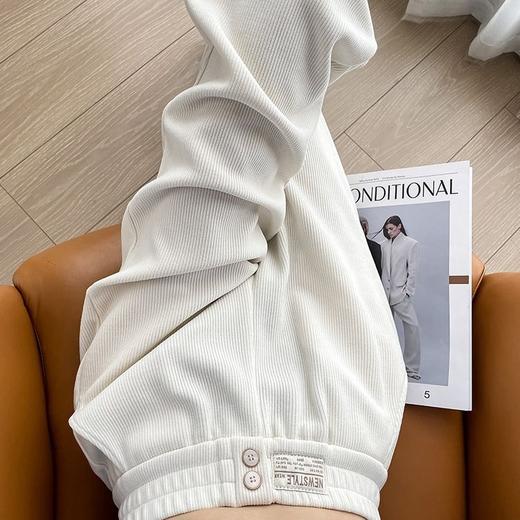 「自然垂感！显瘦显腿直」米白色窄版阔腿裤女春秋款雪尼尔高腰小个子直筒休闲裤子下装 商品图0