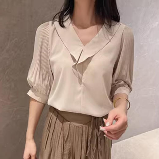 裁缝学苑AS37荷叶边v领雪纺衬衫纸样女装短袖夏季新款上衣t恤打板 商品图6