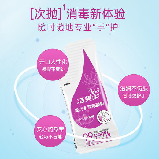 洁芙柔免洗手消毒洗手液酒精凝胶20条*盒装袋装儿童便携式酒精杀菌免水 商品图1