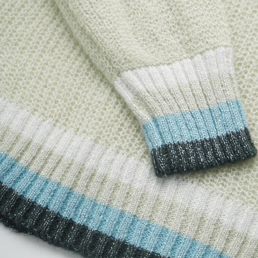 欧芮儿新长袖连帽毛衣女宽松外穿套头牛油果绿针织衫上衣 商品图4