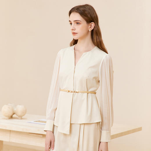 famecoco品牌职业气质套装女衬衫裤子两件套通勤正装FAC1EB002 商品图3