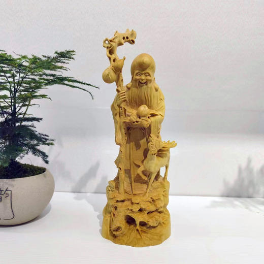 寿星鹿°原木黄杨摆件 商品图0