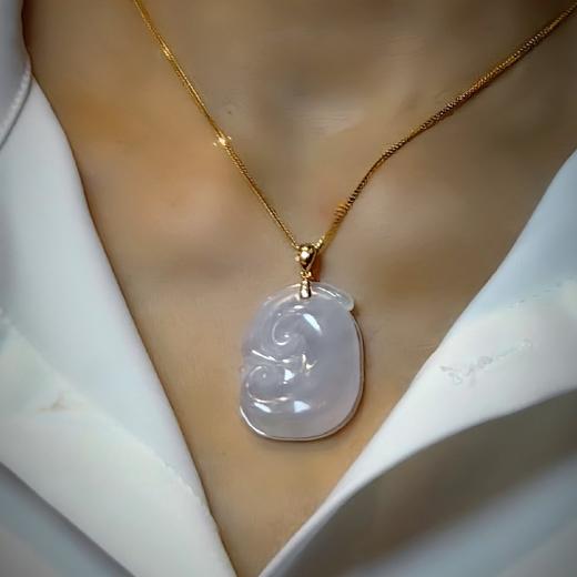 18k金扣冰种翡翠如意 商品图6