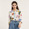 谜底花色衬衫七分袖女2024年夏款复古优雅苎麻透气衬衣242MC0537 商品缩略图0