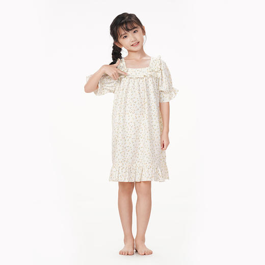 都市丽人亲情蜜语眯雅佳生活家居春夏睡衣女童软绵绵家居服薄款短袖裙童装梭织棉睡裙JH49A3 商品图1