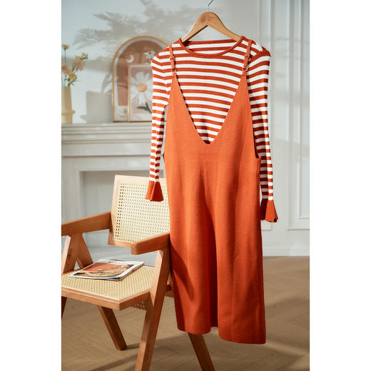 欧芮儿2019春 时尚套装吊带裙女装喇叭袖针织两件套连衣裙 商品图1