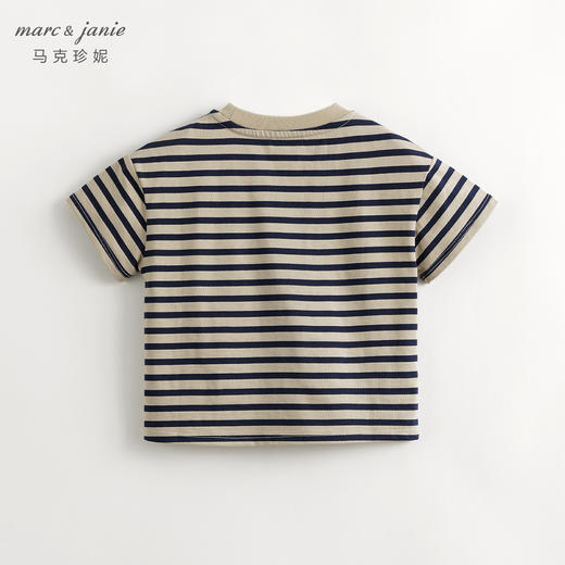 马克珍妮男童城市户外小松鼠条纹短袖T恤儿童上衣夏装新款240503 商品图2