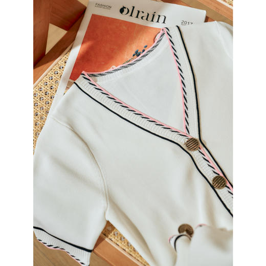 【最后一天】欧芮儿春新款短袖V领针织连衣裙女收腰气质显瘦中长款A字裙 商品图2