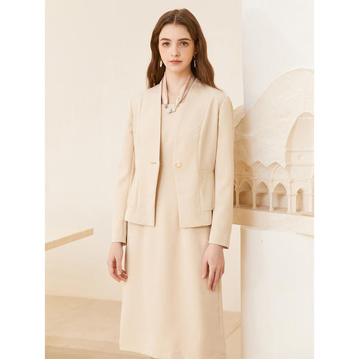 Famecoco气质西装背心裙女修身收腰职业连衣裙中长款FAC1FA041 商品图2