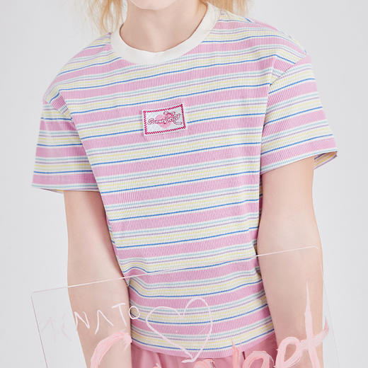 笛莎Deesha T恤2024夏季新款时尚条纹短袖T恤 商品图3