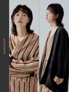 素衣锦时亚麻暗纹提花双面穿外套