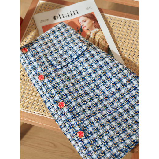 欧芮儿格子半身裙女新款2021高腰显瘦法式时尚小香风a字短裙 商品图2